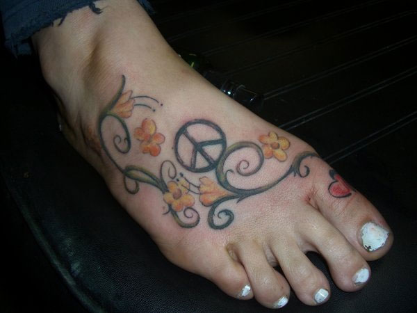 Peace Sign Flowers Tatto