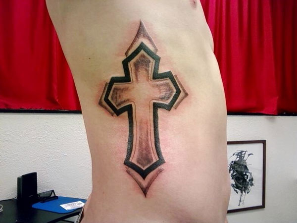 Hues Cross Rib Tattoo 