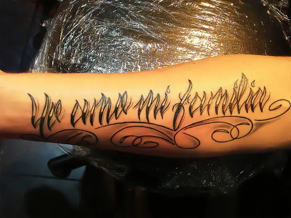 Flames Inspiration Word Tattoo