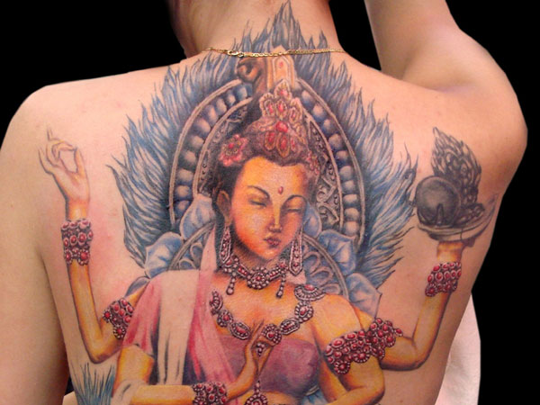 Rich Hued Goddess Tattoo