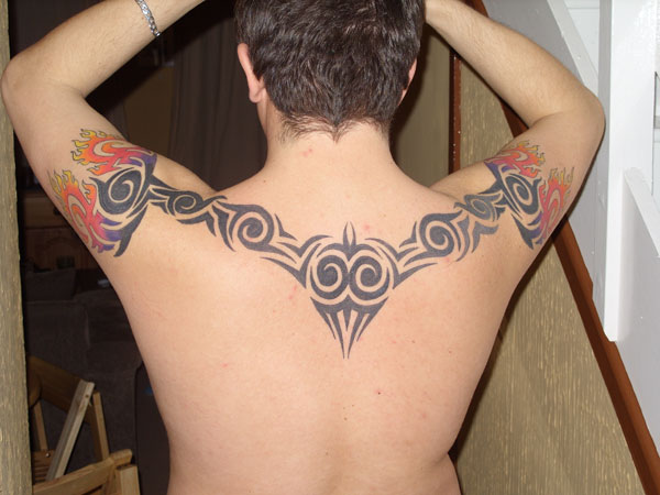 Stylish Tribal Back Tattoo