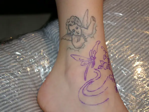 Ankle Cherub Tattoo