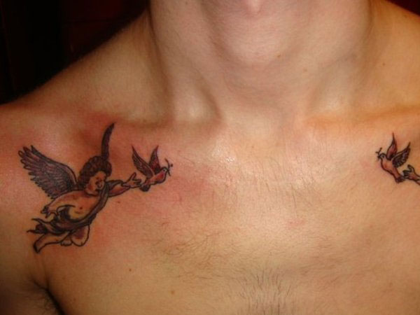 Chest Cherub Tattoo