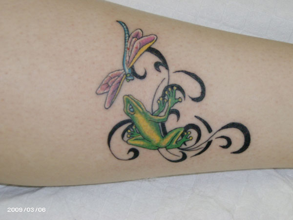 Dragonfly And Frog Tattoo