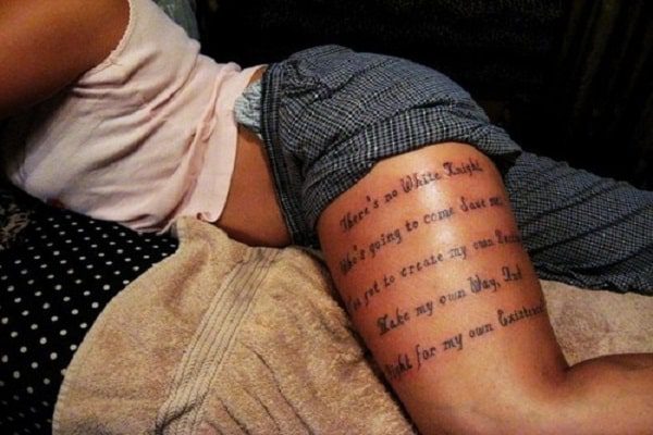 Quotes on the Thigh Tattoo