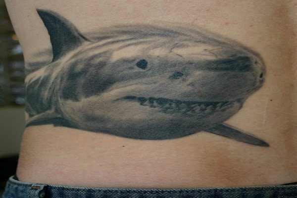 Realistic Shark Hip Tattoo