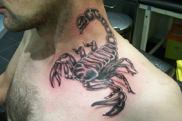 Scorpion Neck and Shoulder Tattoo