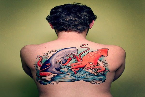 Whale vs. Giant Squid Tattoo