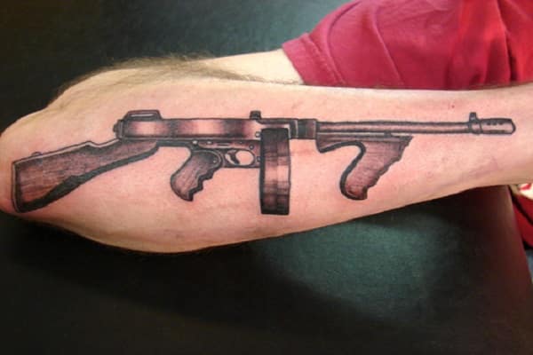 Tattoo uploaded by Christoffer Nielsen  Mafia sleeve mafia  blackandgrey realism wanted tommygun  Tattoodo