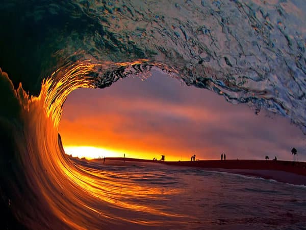 Sunset Through a Wave