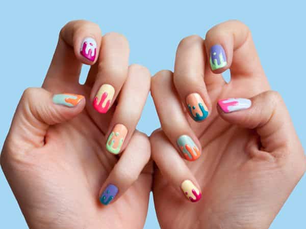 Melted Ice Cream Nail Design