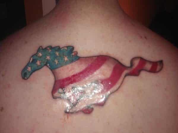 Patriotic Mustang Flag Tattoo