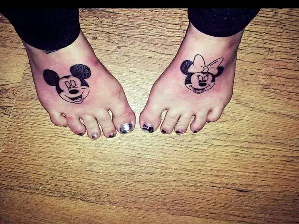 Mickey and Minnie Mouse Feet Tattoos