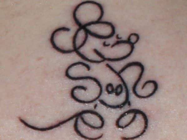 Curvy Lines Mickey Mouse Tattoo