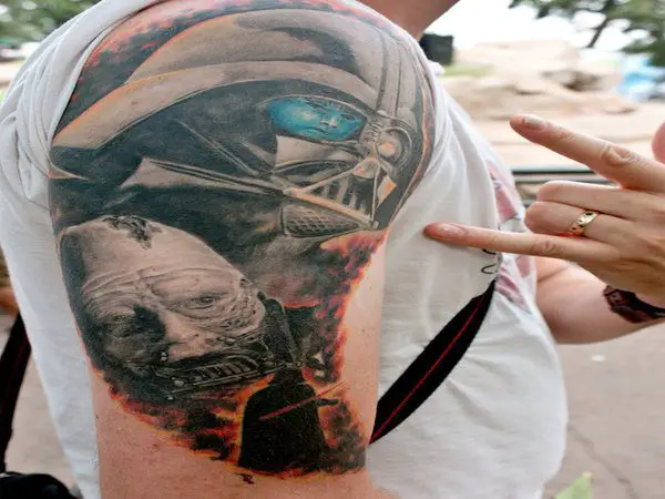 Darth Vader Before and After Arm Tattoo