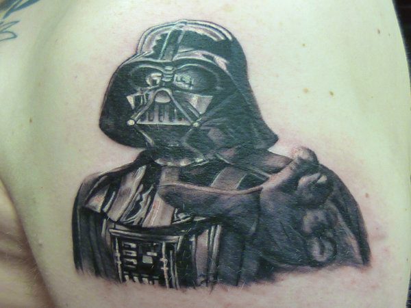 Darth Vader Choke Hold Tattoo On Back