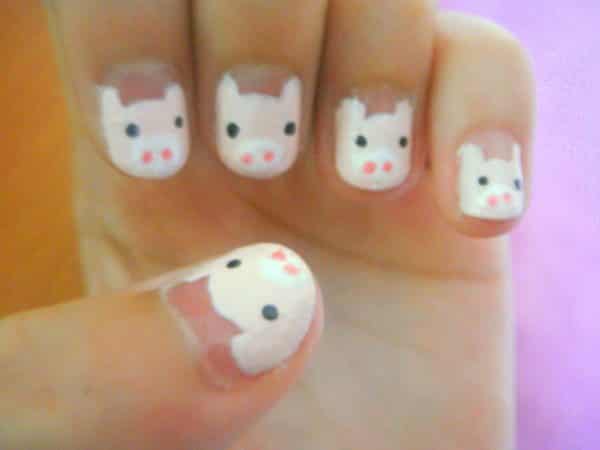 Peach Nails with Light Pink Piggies