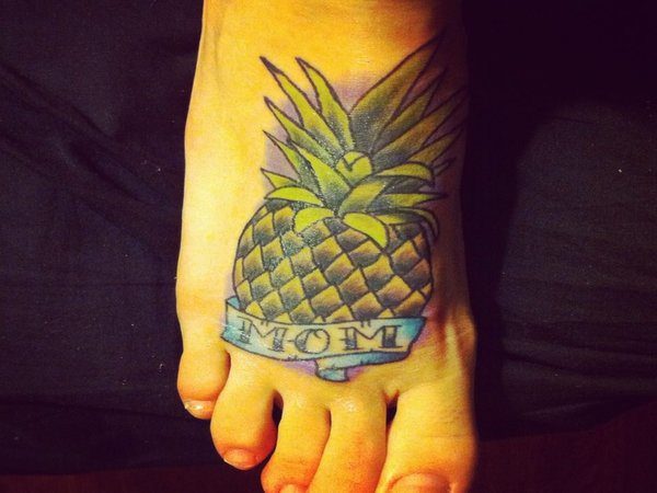 Colored Pineapple with Purple Coloring Mom Tattoo