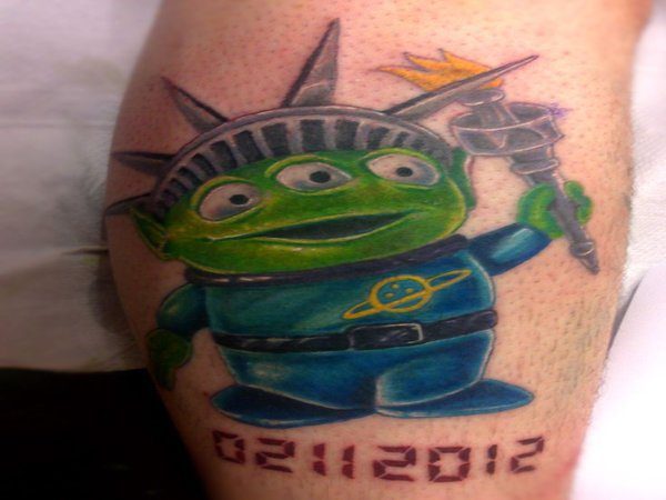 Statue of Liberty Green Alien Tattoo