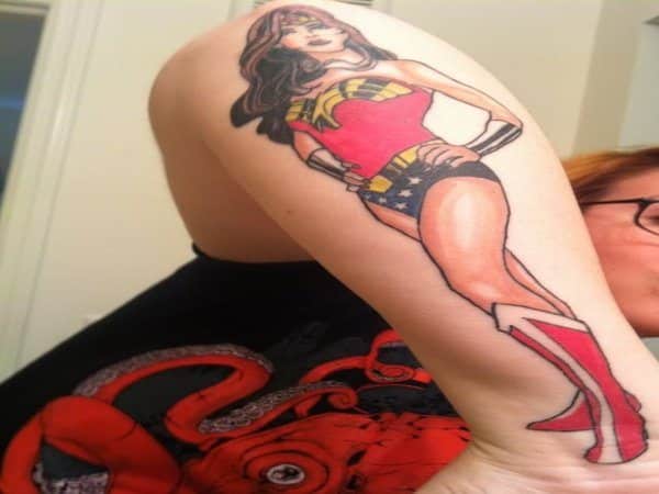 Full Body Wonder Woman Tattoo On Back of Arm