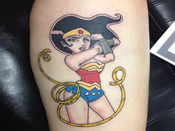 Cartoon Wonder Woman Tattoo