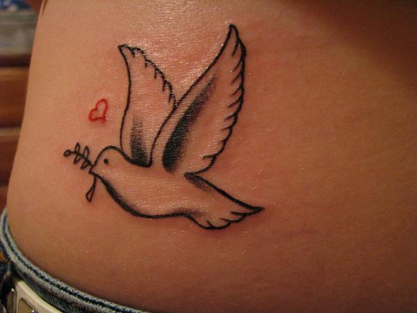 Sparrow Outline Tattoo with Heart