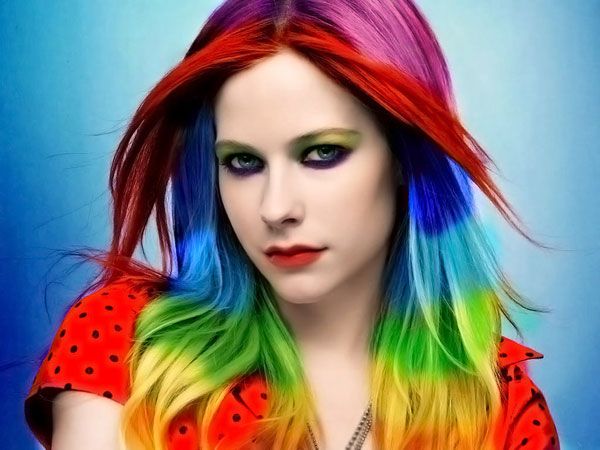 Avril Lavigne with Rainbow Hair