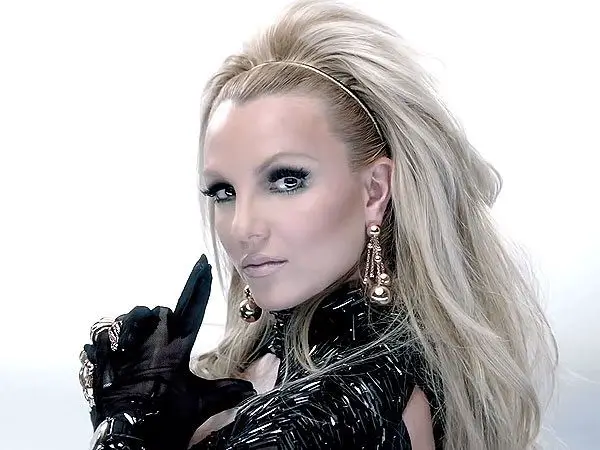 Glamorous Britney Spears with Black Outfit and Big Blond Hair