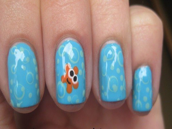 12 Stunning Starfish Nail Designs Light Blue Nails with Happy Orange Starfish - 12 Stunning Starfish Nail Designs