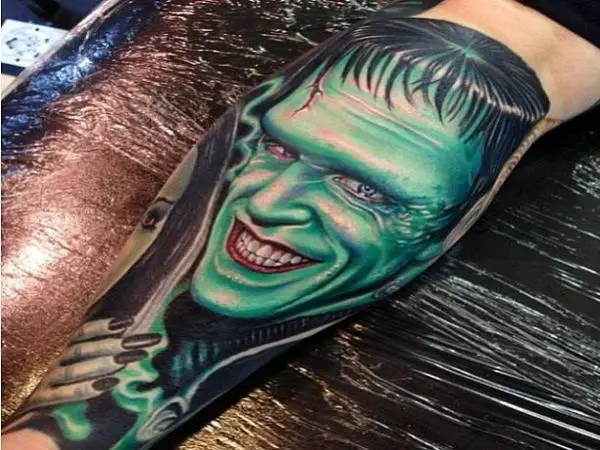 Green Herman Munster Frankenstein Tattoo