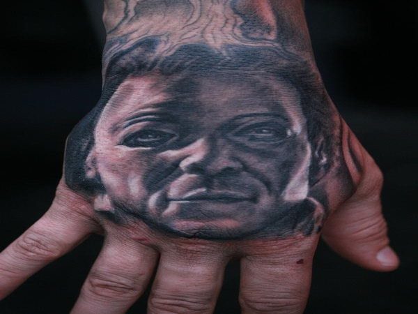 Michael Myers Hand Tatto In Black Ink