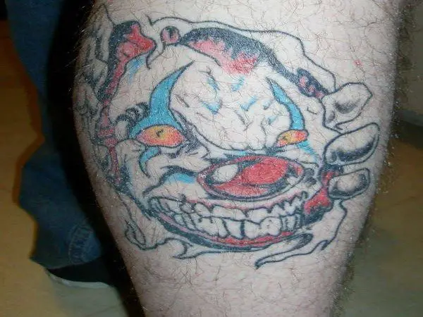 Mutated Scary Clown Colored Tattoo