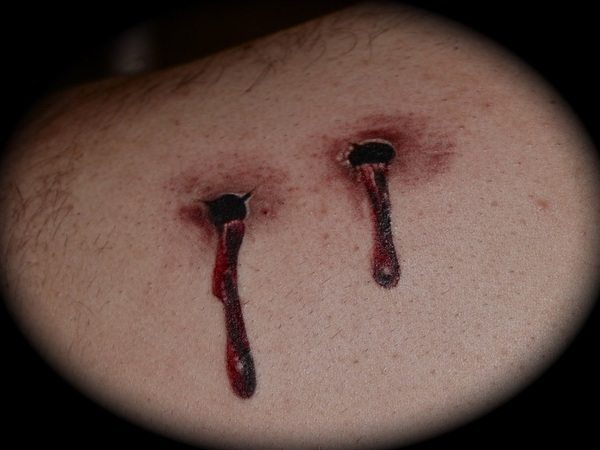 Bloody Bite Marks with Dripping Blood