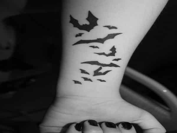 Flying Bats Inner Wrist Tattoo