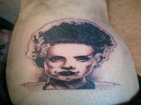 Classic Bride of Frankenstein Black Ink Tattoo