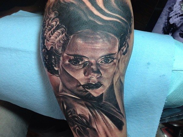 Scary Bride of Frankenstein Tattoo