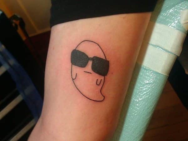 Cartoon Ghost Wearing Sunglasses Tattoo