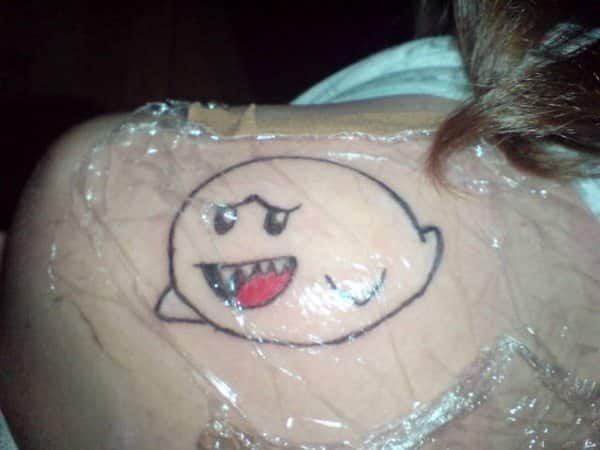 Puffy Ghost Shoulder Tattoo