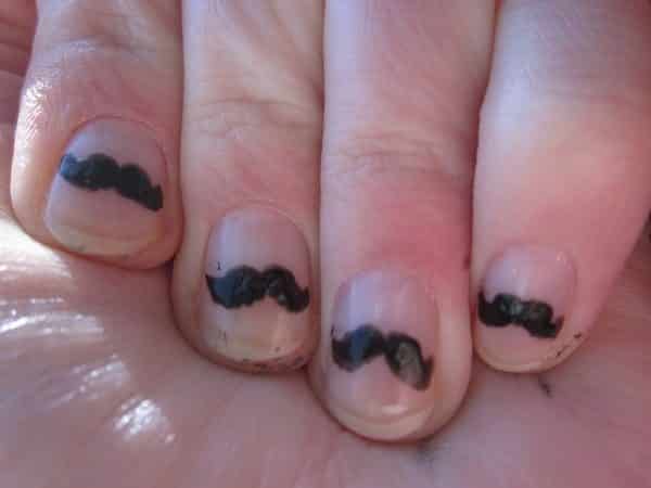 Plain Nails with Mustaches