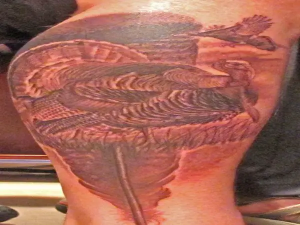 Brown Ink Turkey Tattoo on Leg