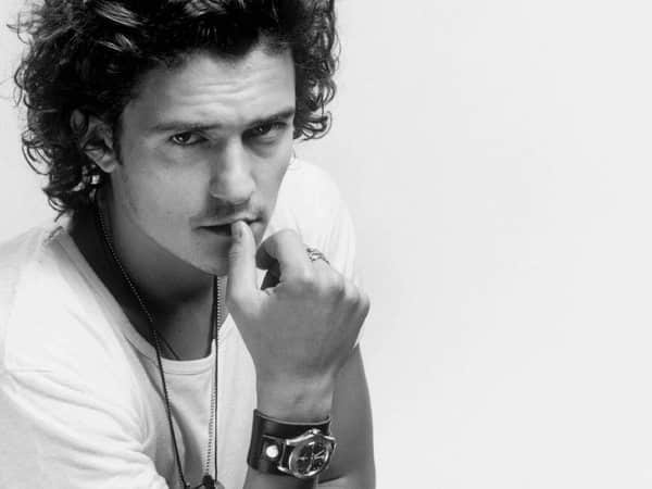Black and White Orlando Bloom with Fluffy Curly Hair