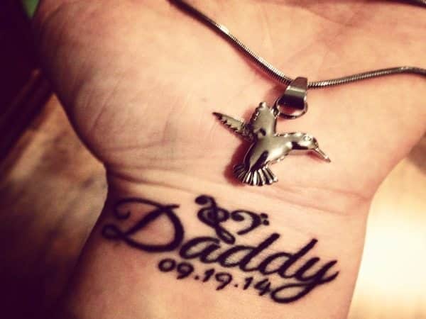 Memorial Wrist Daddy Tattoo with Date