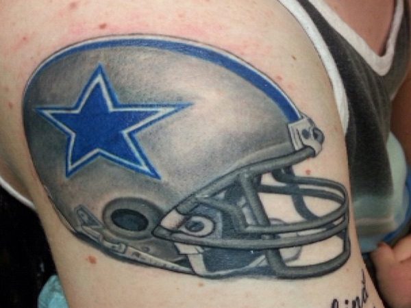 Colored Dallas Cowboy Helmet Tattoo
