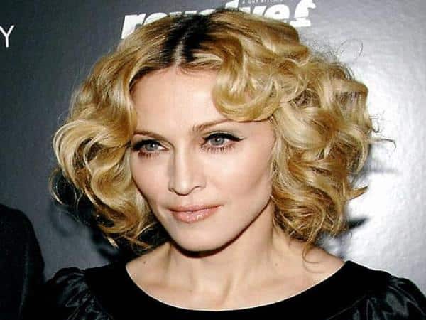 Madonna with Short Dark Blond Curly Hair