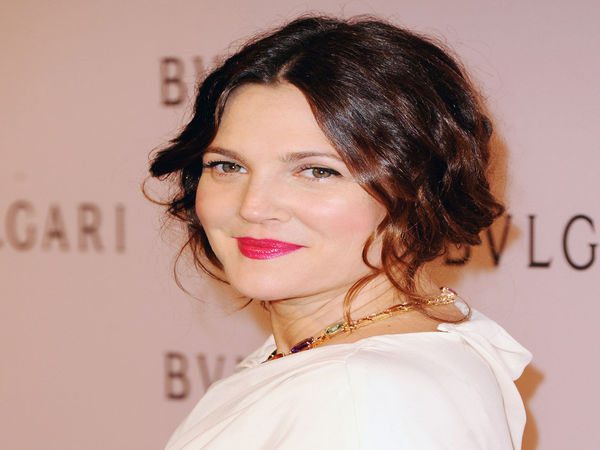 Drew Barrymore Dark Hair In a Bun