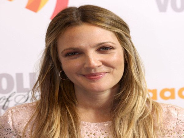 Drew Barrymore Middle Parted Dark Blond Hair