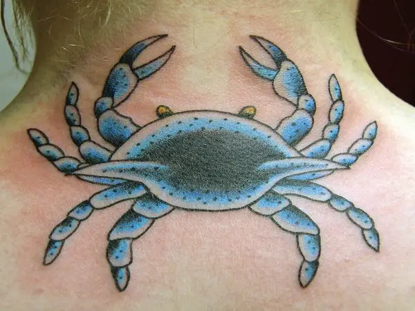 Blue Crab with Black Dots Tattoo