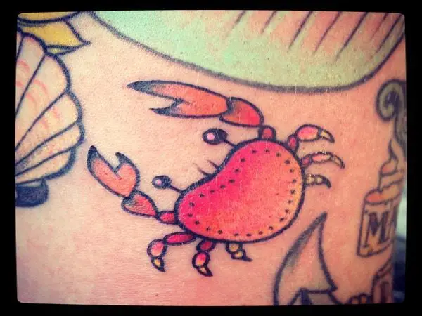 Cute Red Crab Tattoo