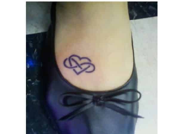 Heart and Infinity Love Tattoo In Purple Ink