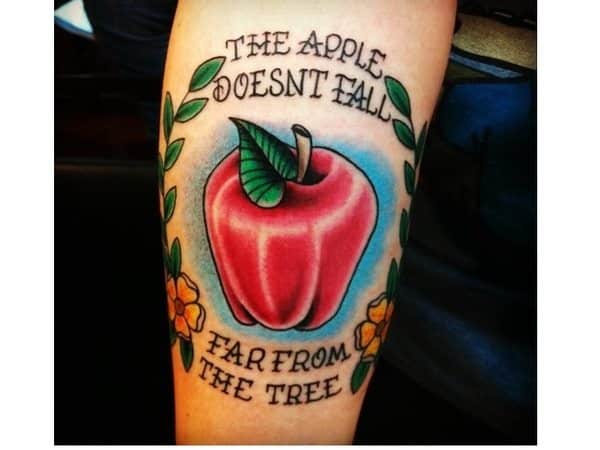 Colored Apple Tattoo with Words